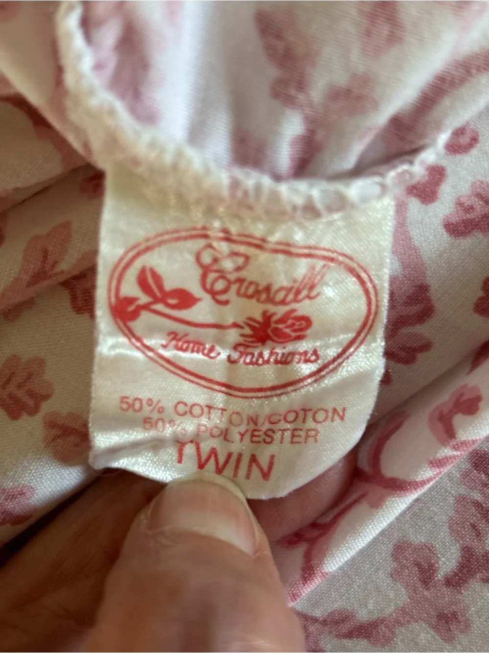 Vintage 2 Piece Croscill Ashley Twin Fitted  Sheet & Pillowcase Pink Filigree